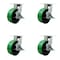Service Caster 8'' Heavy Duty Green Poly on Cast Iron Caster Set with Brake and Swivel Lock, 4PK CRAN-SCC-KP92S830-PUR-GB-SLB-BSL-4 - alternate 1